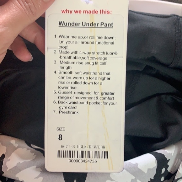 LULULEMON Athletica Black/White Wunder Under Pant Size 8 - Picture 11 of 14